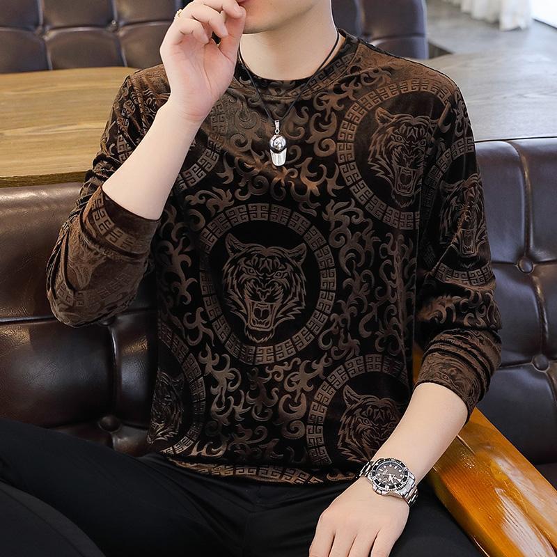 Gold Velvet Warm Printed Long Sleeves