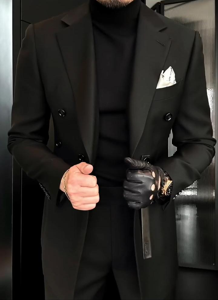 High-end slim-fit double-breasted suit jacket