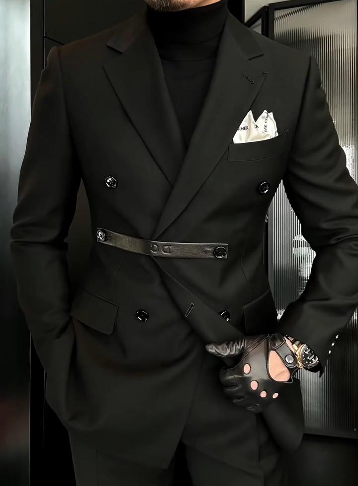 High-end slim-fit double-breasted suit jacket